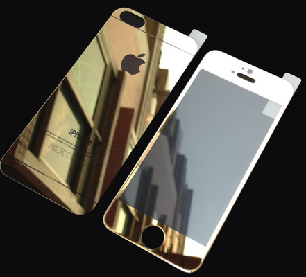 De Buena Calidad El oro moderó la película de cristal del espejo del protector de la pantalla para la parte posterior del frente de Iphone 5s Venta